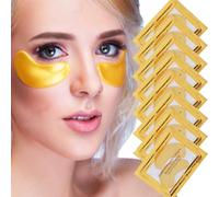 Jiasoval Lot de 20 paires de masques pour les yeux en gel naturel 24 carats sous les yeux, anti-âge, élimination des poches, cernes et bouffiness hydratants, apaisants