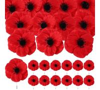 JiaUfmi Lot de 32 broches en forme de coquelicot artificiel rouge et noir - Cadeau pour femme et homme