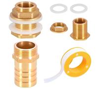 Jiavlyx 1 Ensemble Connecteurs De Réservoir D'eau En Laiton, Filetage Extérieur 1" X Filetage Intérieur 3/4" Raccord Citerne Eau De Pluie, Avec 1 Brass Raccords de 25 mm, Pour Robinets, Seaux