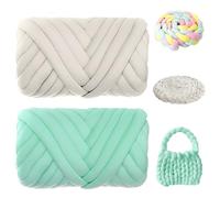 Jiavlyx 2 Piezas Fil À Tricoter Épais, 500g Grosse Laine à Tricoter, 25 MM Fil Géant Super Doux En Coton, Pelote Laine Grosse Maille,Pour Tricot, Couverture, Tissage, Pull, Lit D'Animal