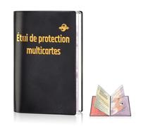 jiawaggag 1 Pack Porte Papiers Voiture Multicartes 4 Volets (6 Faces) Étui Carte Grise Porte Documents Véhicule 14,5x9,5cm pour Pochette Permis De Conduire La Carte Grise Assurance Carte (1)