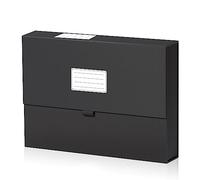 JiaWei A4 Classeur Extensible avec Couverture Magnétique, 13 Poches, avec Étiquettes, Accordéon Organiseur de Dossiers de Fichiers, en Carton Extra Fort 2250 g/m² - Noir