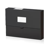 JiaWei A4 Classeur Extensible avec Couverture Magnétique, 7 Poches, avec Étiquettes, Accordéon Organiseur de Dossiers de Fichiers, en Carton Extra Fort 2250 g/m² - Noir