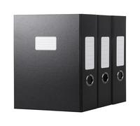 JiaWei Lot de 3 boîtes de classement A4 avec couvercle magnétique, dos de 80 mm, carton extra résistant de 1800 g/m², 32×24×8cm bureau Boite à Archive avec étiquettes remplaçables -Noir