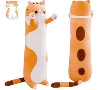 JIAWEILI Long Cat Cushion 70 cm - Soft Cat Plush Cushion - Plush Toy Gift for Birthday, Christmas and Valentine's Day - Yellow