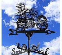 Jiawinng Girouette, Girouette en Fonte avec Indicateur D'ornement De Moto Outil De Mesure Professionnel Extérieur pour Les Toits Girouette Jardin Cour Patio Décor Plug-in,Noir