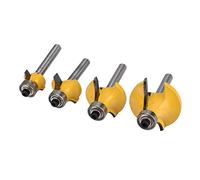 Jiawu 4 Pièces 1/4in Affleureuse à Chanfreiner Jeu de Fraises, 4 Tailles | Mèches de fraisage en alliage, mèches de toupie à fente résistantes à l\'usure pour le travail du bois, la gravure et la