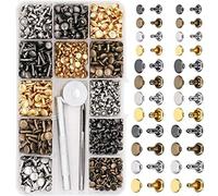 Jiawu 480 Pièces Ensemble de Rivets Double Face Goujons Métalliques Assortiment de Vis de Fixation avec Outil de Perforation pour l'artisanat du Cuir Bricolage, 4 Couleurs Kit de Rivets à Double