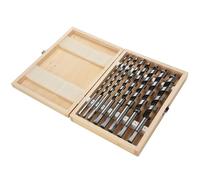 Jiawu 8pc Bit de Tarif en Acier en Carbone Ensemble en Bois Boîte en Bois/Couvercle de la Canne à Canne Foret pour les Exercices électriques et les Menuisiers Gimlet