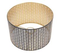 Jiawu Abat-jour en Fer élégant avec un Design à Feuilles Creuses, Abat-jour Cylindrique en Métal Noir et doré pour Pied de Lampe E14-E27, Décoration Moderne pour Hôtel de Bureau à Domicile,