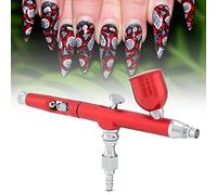 Jiawu Aérographe, Alimentation par gravité à Double Action de 0,3 Mm avec une capacité de Tasse de 7 Ml pour les Loisirs de Décoration de Gâteaux de Tatouage Temporaire d'art d'ongle 'art (rouge)