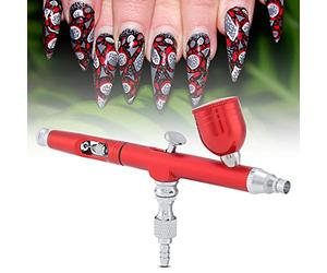 Jiawu Aérographe, Alimentation par gravité à Double Action de 0,3 Mm avec une capacité de Tasse de 7 Ml pour les Loisirs de Décoration de Gâteaux de Tatouage Temporaire d'art d'ongle 'art (rouge)
