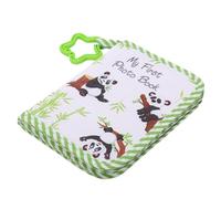 Jiawu Album Photo Baby My First avec Anneau de Dentition et Miroir de sécurité, Matériau Hydrofuge, Portable pour Les Moments en Famille en Déplacement (Panda Vert)