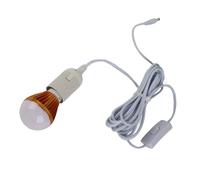 Jiawu Ampoule Boule E27 Spirale LED Lumière Blanche Solaire pour Tente de Camping 12 V 5 W avec Ligne DC 3 Mètres, Blanc Chaud Doux Non éblouissant, Douille à Vis E27 Universelle Amovible, Faible
