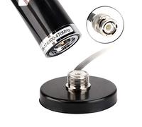 Jiawu Antenne BNC, VHF UHF Double Bande 2,5 3 DB Gain BNC Mâle, Support de Base Magnétique avec Couvercle Magnétique en Caoutchouc pour Autoradio BC75XLT BC125AT Scanner