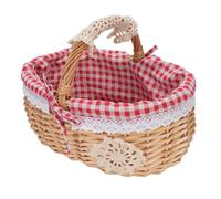 Jiawu Banier de Pique-Nique tissé à Main Le Couvreur Amovible Woven Amovible Hamper de Pique-Nique Vide pour Le Panier en Osier de Camping de Pâques avec Poignée pour Thanksgiving (Plaid Rouge)