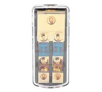 Jiawu Bloc de Distribution de Fusibles, Mini Porte-fusible ANL Compact à 2 Voies avec Couvercle ABS Intérieur en Cuivre pour Système Audio de Bateau Automatique, Entrée de Calibre 0 4 à Sortie de
