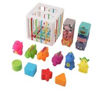 Jiawu Blocs de Construction Souples pour Bébés avec des Dinosaures Mignons, Jouets éducatifs Empilables pour la Reconnaissance des Couleurs