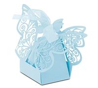 Jiawu Boîte à Dragées de Mariage, Boîte à Sucre Assemblée à la Main, à Bonbons avec Ensemble de 100 Pièces pour Mariages, Fêtes d'anniversaire (BLUE)