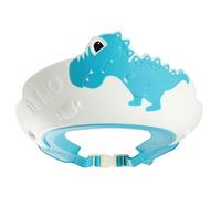 Jiawu Bonnet de Bain bébé Dinosaure, Chapeau de Bain à Large Bord (BLUE) | Bonnet de douche élastique doux pour bébé, avec conception antidérapante et étanche pour 1 à 15 ans, ajustement réglable