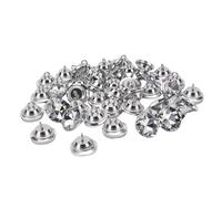 Jiawu Boutons en Strass, Boutons Ronds Transparents de 20 Mm avec Base en Boucle Métallique pour la Couture, l'artisanat, la Décoration de Meubles de Maison