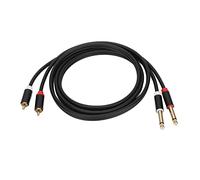 Jiawu Câble d'interconnexion Stéréo 1/4 Pouces Double vers Double TS, 4,9 Pieds, 6.35mm, 2 vers 2 TS, Alliage d'aluminium plaqué or