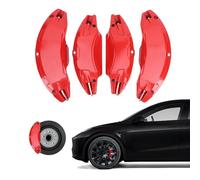 Jiawu Caches d'étrier de frein, ensemble de caches d'étrier de moyeu de roue avant et arrière en alliage d'aluminium pour roues Juniper 2025 2026 19 pouces 20 pouces (rouge)