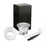 Jiawu Capsule à café en Acier Inoxydable, qualité Alimentaire 304, Pod | Dosettes de café rechargeables avec anneau de presse à cuillère à brosse, filtrante précise, adaptées aux Machines ,