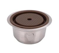 Jiawu Capsule de café Réutilisable pour, Tasse à Capsules de café Rechargeable en Acier Inoxydable, Compatible avec la Machine, Dosettes de Durables avec Cuillère et Brosse pour un Remplissage
