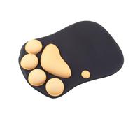 Jiawu Cartoon Cat Ergonomic Mouse Pad with Wrist Rest (orange noir) | Accessoire de bureau mignon, coussin en silicone souple, base en PU antidérapante, jeux de bureau à domicile