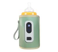 Jiawu Chauffe-biberon, Température de Chauffage Précise Réglable 38-55 écran LCD Chauffe-biberon USB, Portable avec Câble de Données USB pour Voyage Voiture Avion Maison (GREEN)