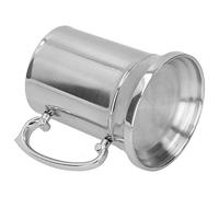Jiawu Chope en Acier Inoxydable avec Poignée, 450ml Double Couche Argent | Chope à bière isolée avec poignée en alliage d\'aluminium, tasse en acier inoxydable 304 pour Bar, hôtel, usage domestique,
