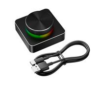 Jiawu Contrôle du Volume USB, Bouton de Contrôleur Multimédia avec Lumière RVB, Ajusteur Audio Externe USB, Télécommande Sonore de Haut-Parleur D'Ordinateur pour PC