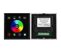 Jiawu Contrôleur d'écran Tactile LED, Variateur Mural RGBW avec Conception Tactile Capacitive, Contrôleur de Bande LED avec Sortie 12 A 3 Canaux pour Bandes Lumineuses 12 V 24 V (BLACK)