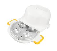 Jiawu Cuiseur à œufs à -ondes, Cuiseur à œufs Durs à 4 Cavités avec Chaudière à Vapeur à -ondes pour une Cuisson Rapide en Moins de 9 Minutes