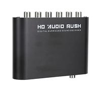 Jiawu Décodeur 5.1 Canaux, Décodage DTS AC3 avec Entrée Coaxiale Optique, Convertisseur Numérique vers Analogique avec Sortie Multicanal pour Salle de Concert Home Cinéma (Hôte + USB + fibre optique)