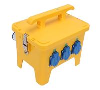 Jiawu Distributeur D'énergie Portable Compact, Connexion Flexible pour les Chantiers et les Ateliers, Prises Femelles à 3 Broches, Prises CEE ABS, Matériau PC Jaune