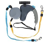 Jiawu Double Coiffe Ceinture de Traction pour Deux Chiens Marchant dans Le Matériau Extérieur Matériau Abbs Light Abbs (Gray)