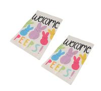Jiawu Drapeau de Jardin de Pâques, Drapeau de Cour de Lapin Double Face en Polyester Résistant aux Intempéries, de Jardin de Lapin avec Ensemble de 2 Pièces pour la Décoration de de Terrasse de Cour