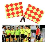 Jiawu Drapeaux D'arbitre de Football, 2 Pièces, 45,7 Cm, Tissu Imperméable, | Accessoires de match de juge de lignes avec sac de rangement, poignée en éponge ABS, poignée rotative, visibilité rouge