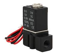 Jiawu Électrovanne, Réponse Rapide à Action Directe IP65, 12 V, 2 Positions, 2 Voies, électrovanne électrique en Plastique avec Filetages Usinés avec Précision pour Air, Eau, (G1/8")