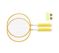 Jiawu Ensemble de Badminton pour Enfants, 2 Raquettes 2 Volants, Cadre en | Kit de raquette pour enfants avec poignée enveloppée souple, cordage serré, matière plastique, 16,7x8,9 pouces, pour jouer