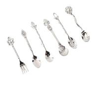 Jiawu Ensemble de Cuillères Vintage, Couverts Rétro en Alliage de Zinc de qualité Alimentaire, Cuillères à café de Style Cour Européenne, Ensemble de Fourchettes avec des Motifs Exquis pour la
