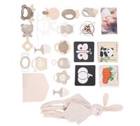 Jiawu Ensemble de Dentition Hochet pour bébé, Conception Légère et Portable, Jouets de Dentition pour bébé, Ensemble de Jouets à Mâcher pour nouveau-né avec 15 Anneaux de en Silicone, 2 Livres en
