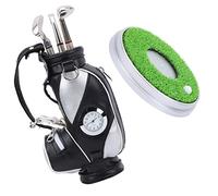 Jiawu Ensemble de Stylos de de Bureau pour Hommes - 3 Stylos à Bille avec Mini Sac de, Porte-stylo en Alliage de Zinc avec Horloge et Base, Cadeau de Décoration de Bureau pour les Golfeurs (argent