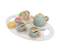 Jiawu Ensemble de thé en Bois, Jeu Imaginatif, Amélioration des Compétences Sociales, Design coloré Réaliste, Service à thé en Bois pour Tout-Petits avec Tasses, Cuillères, Tranches de Citron pour