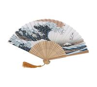 Jiawu Éventail Pliant, Poignée Sculptée de Fleurs, Surface en Soie Imitation de qualité Supérieure, Fonctionnement Fluide, Léger, Pliable, éventails Japonais avec Article Décoratif pour la Maison,