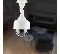 Jiawu Fausse Caméra de sécurité, Forme de Dôme Réaliste, LED Clignotante, Caméra Factice à Rotation à 360°, Alimentée par Batterie, étanche avec Vis Incluses pour la sécurité de la Maison,