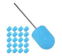 Jiawu Forets à Bande de Ponçage pour le Polissage des Ongles, 20 Pièces de Capuchons de Ponçage avec Tige de Mandrin, Forets à Ongles à Grain Fin pour en Gel Acrylique, Accessoires de Tête de (BLUE)