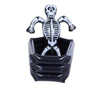 Jiawu Glacière Gonflable en Forme de Tête de Mort, Décoration de Table D'Halloween Effrayante pour Fêtes, PVC Noir, 31,5 X 22 X 23,6 Pouces